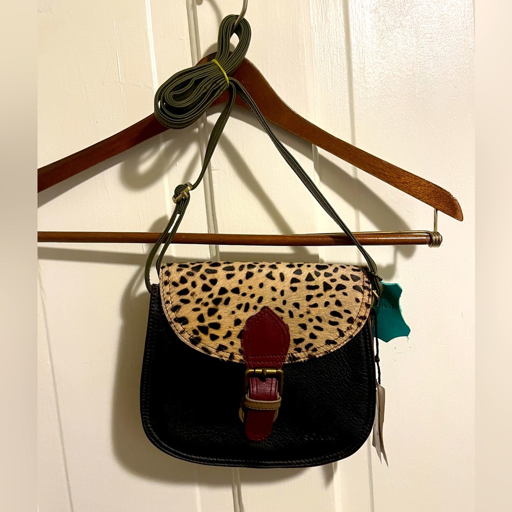 Soruka crossbody purse NWT black animal print